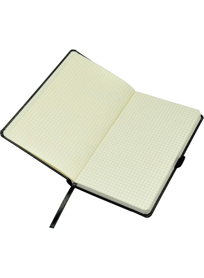 FIS Executive Ostrich Italian PU Cover Notebook, Ivory Paper, 5 mm Square With Elastic Band, Black Color, 120 Sheets, Pen Holder and Gift Box, 13 x 21 cm Size - FSNBEX5MM1321BK - Image 2